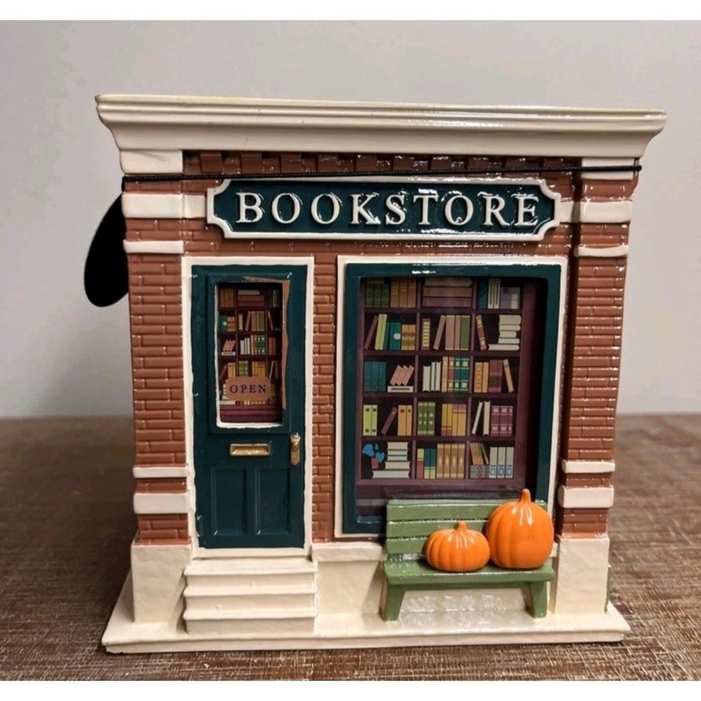 Bath & Body Works Bookstore Pumpkin Pour LightUp Coffee Shop 3Wick Candle Holder - Picture 3 of 5